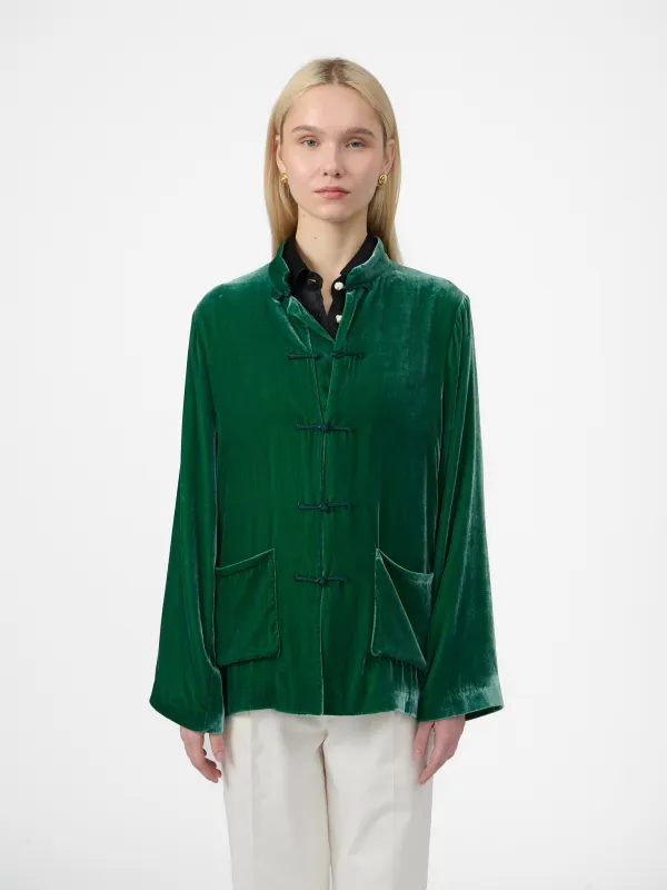 Maggio Blazer in Emerald Green Velvet made by Yali Milano
