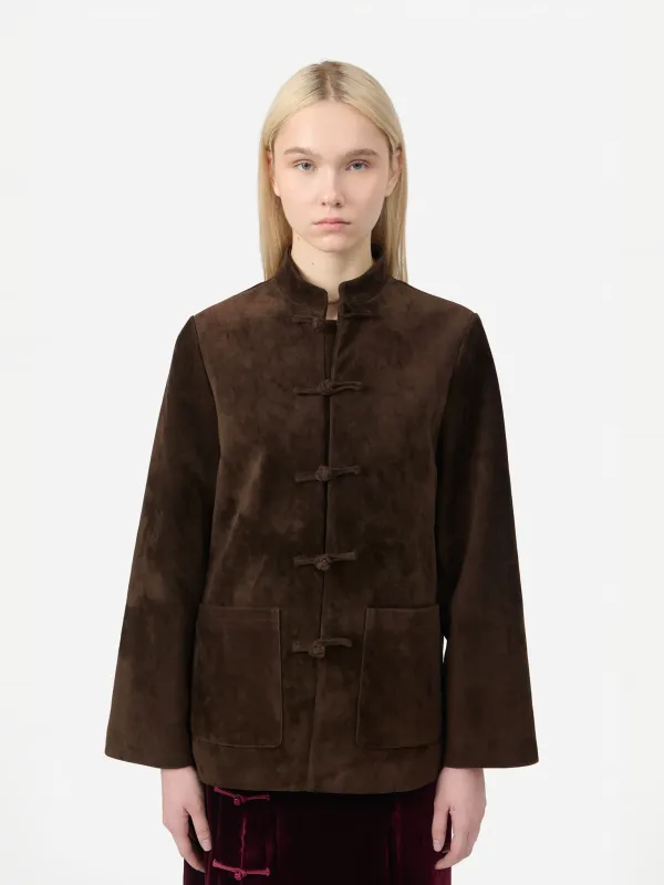 Maggio Blazer in Tobacco Suede made by Yali Milano