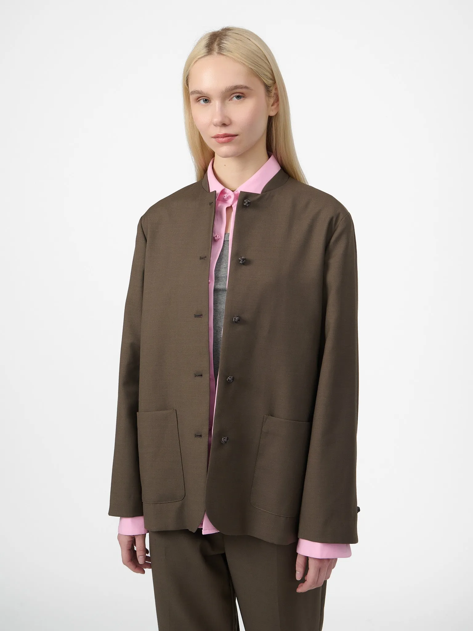 Smoking Blazer in Cedar Brown Wool Twill sold by Yali Milano product image thumbnail 2