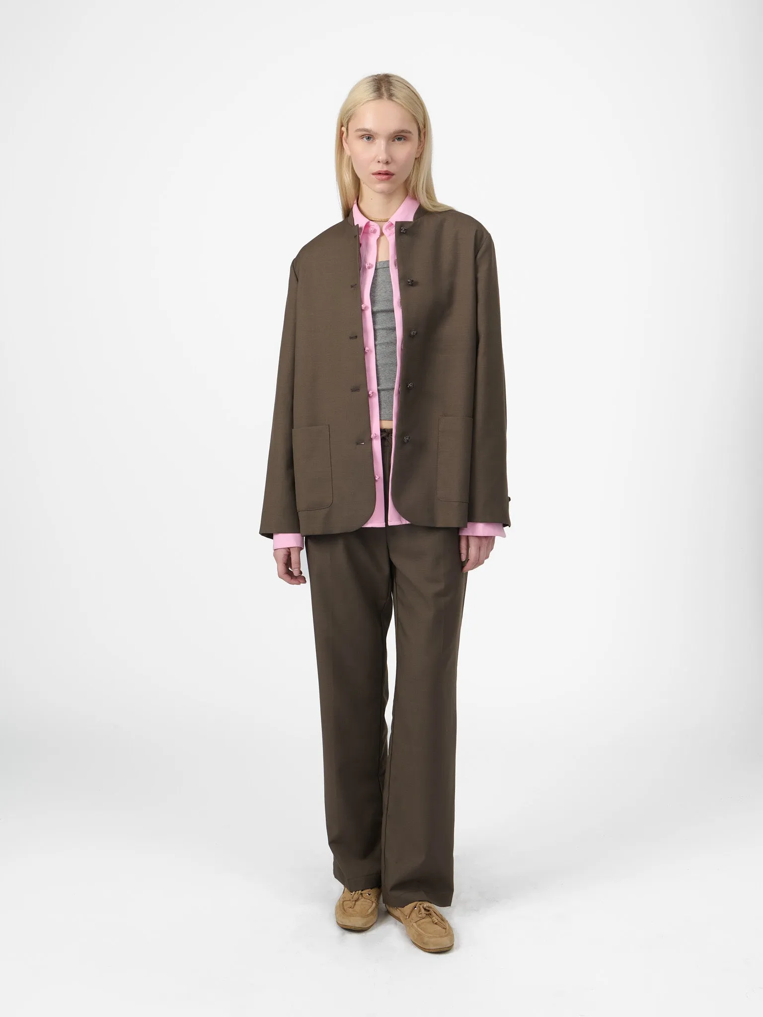 Smoking Blazer in Cedar Brown Wool Twill sold by Yali Milano product image thumbnail 5