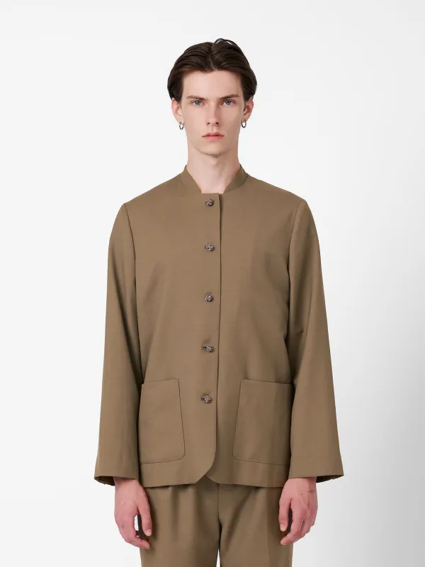 Smoking Blazer in Camel Beige Wool Twill made by Yali Milano