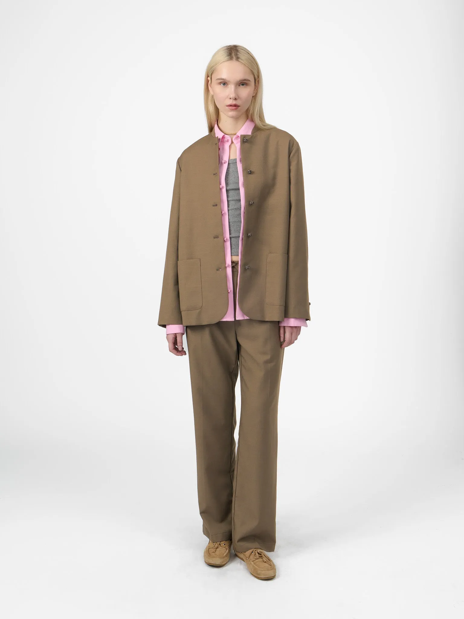 Smoking Blazer in Camel Beige Wool Twill sold by Yali Milano product image thumbnail 4