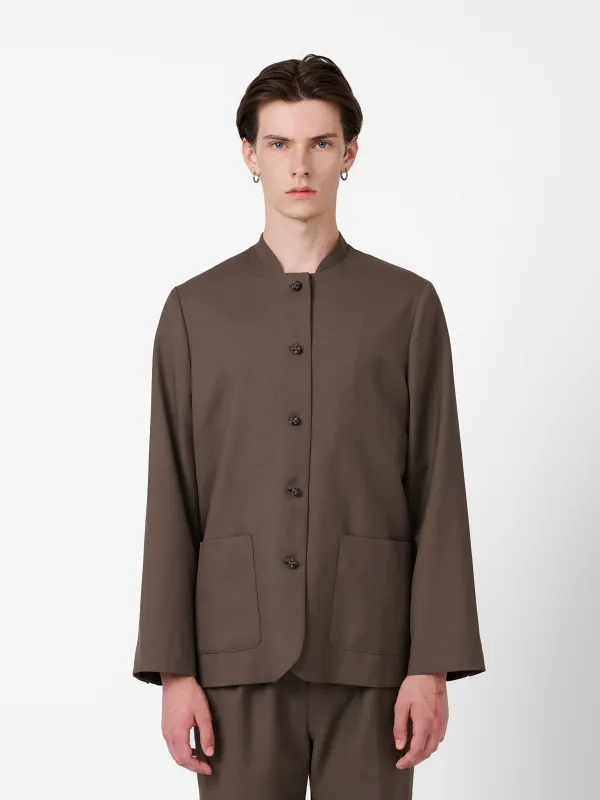 Smoking Blazer in Cedar Brown Wool Twill made by Yali Milano