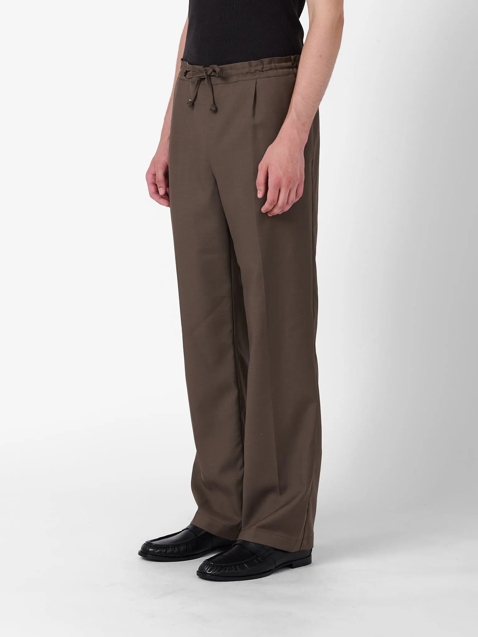 Coulisse Pants in Cedar Brown Wool Twill sold by Yali Milano product image thumbnail 4