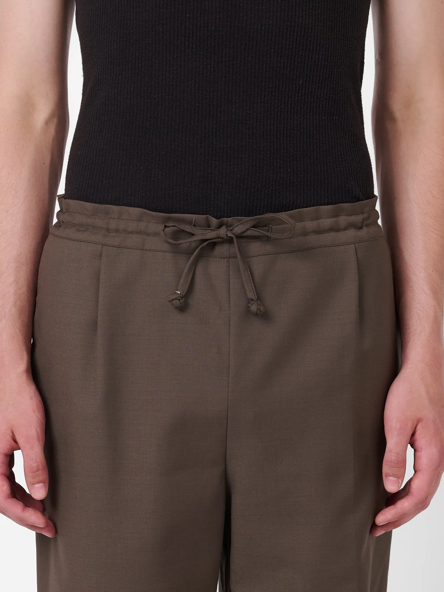 Coulisse Pants in Cedar Brown Wool Twill sold by Yali Milano product image thumbnail 2