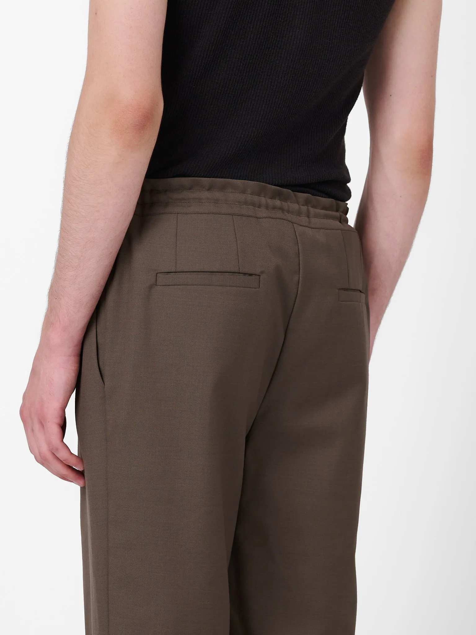 Coulisse Pants in Cedar Brown Wool Twill sold by Yali Milano product image thumbnail 3
