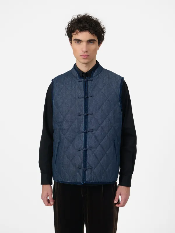 Charlie Vest in Raw Denim made by Yali Milano