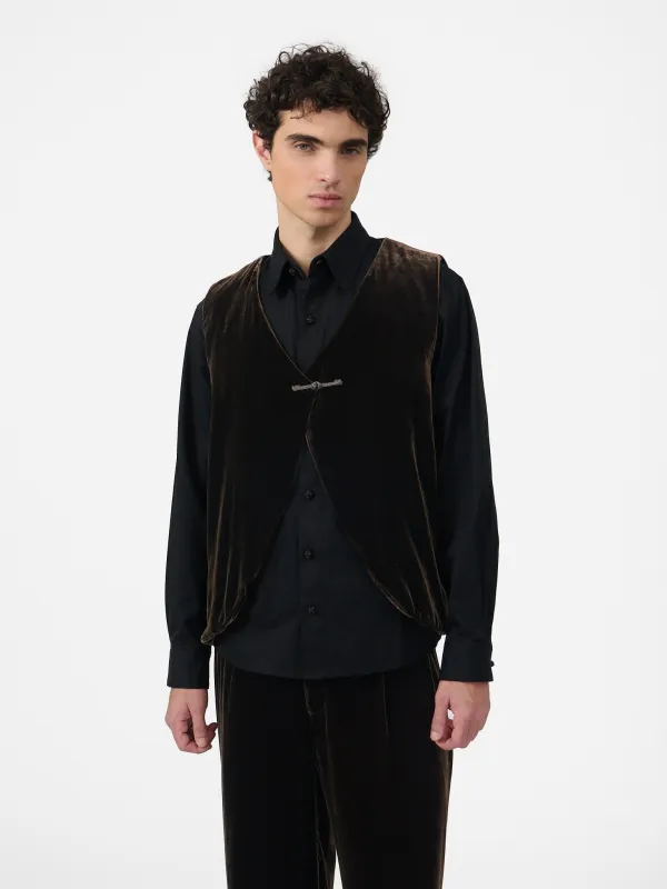 Fumoar Short Vest in Cacao Velvet made by Yali Milano