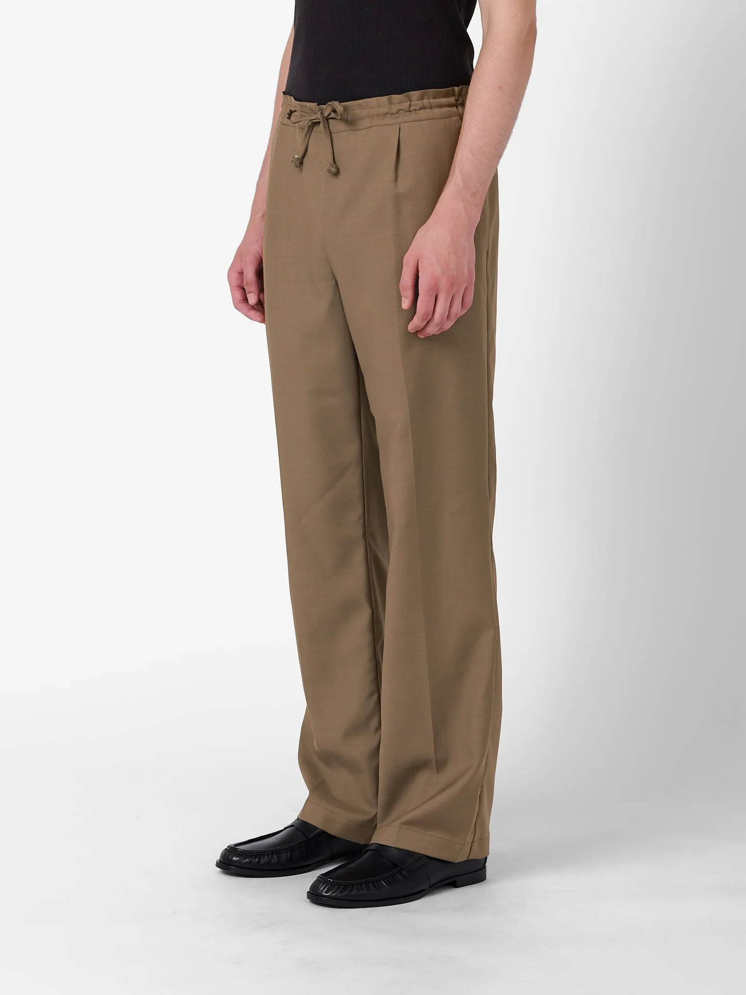 Coulisse Pants in Camel Beige Wool Twill sold by Yali Milano product image thumbnail 2