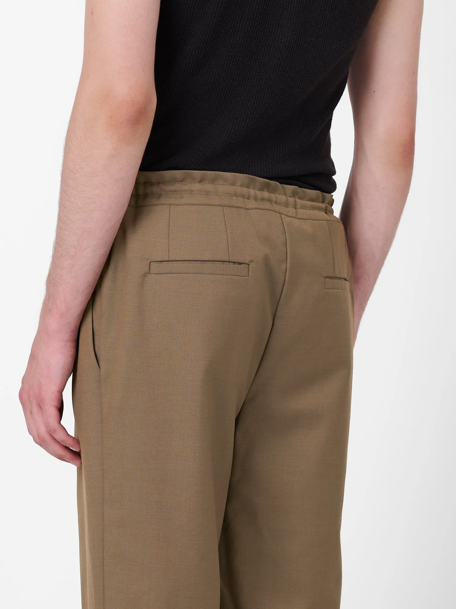 Coulisse Pants in Camel Beige Wool Twill sold by Yali Milano product image thumbnail 4