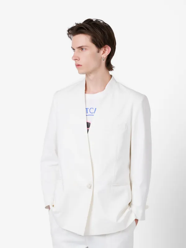 Airport Blazer in White Cotton Twill made by Yali Milano