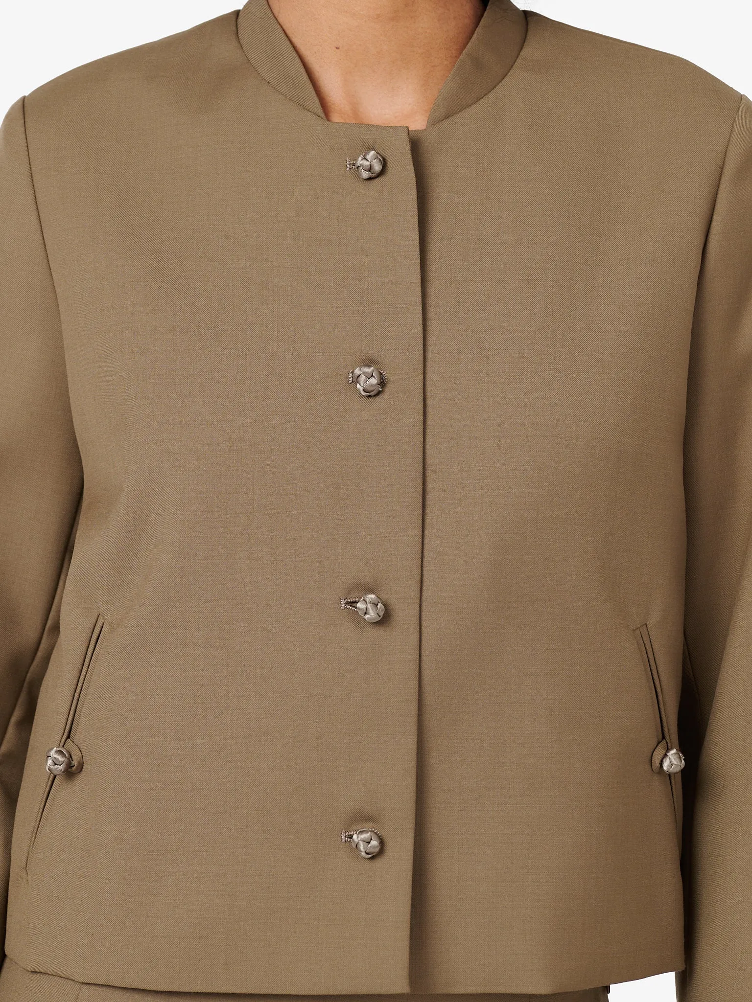 Crop Jacket in Camel Beige Wool Twill sold by Yali Milano product image thumbnail 2
