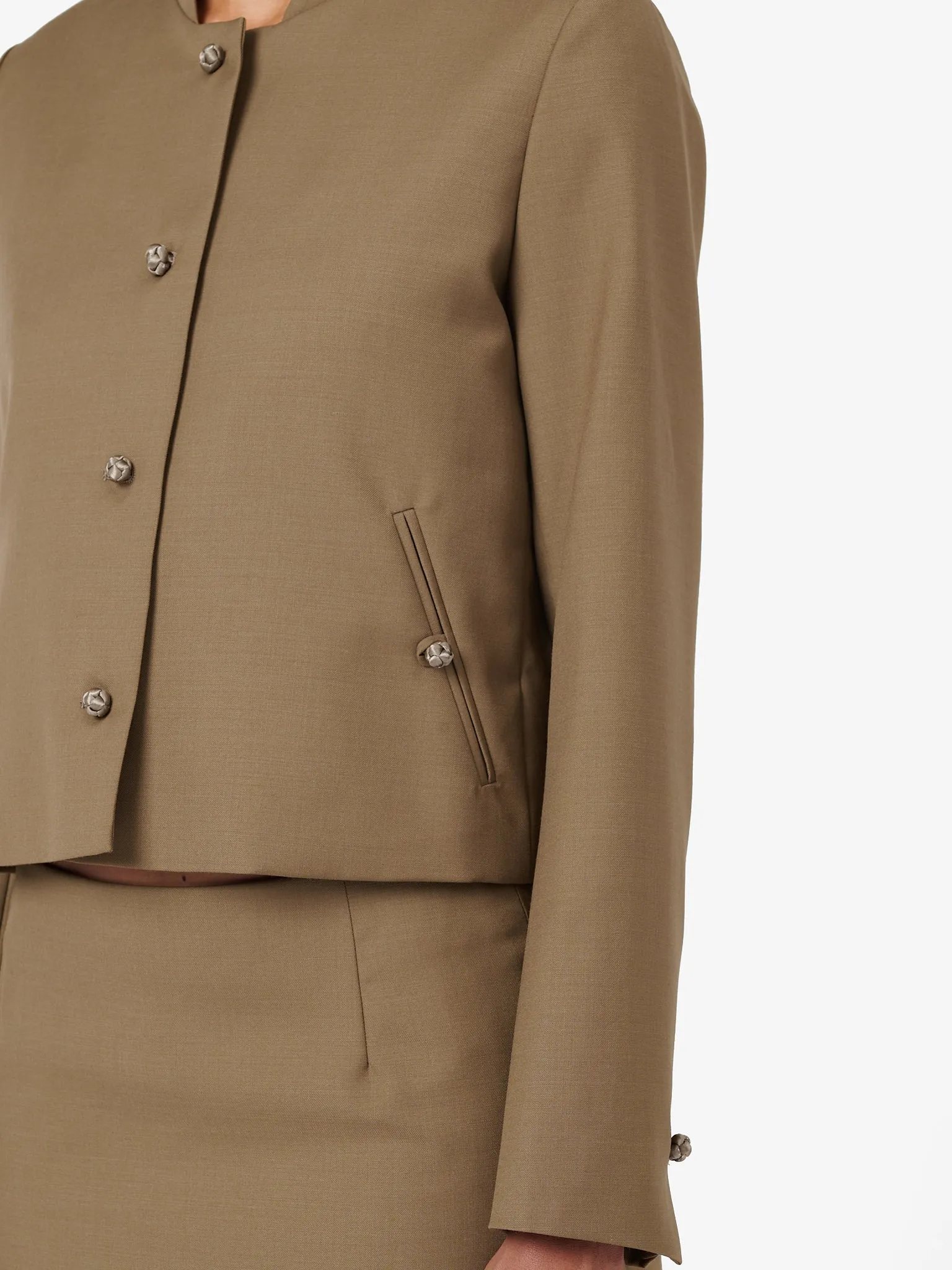 Crop Jacket in Camel Beige Wool Twill sold by Yali Milano product image thumbnail 3