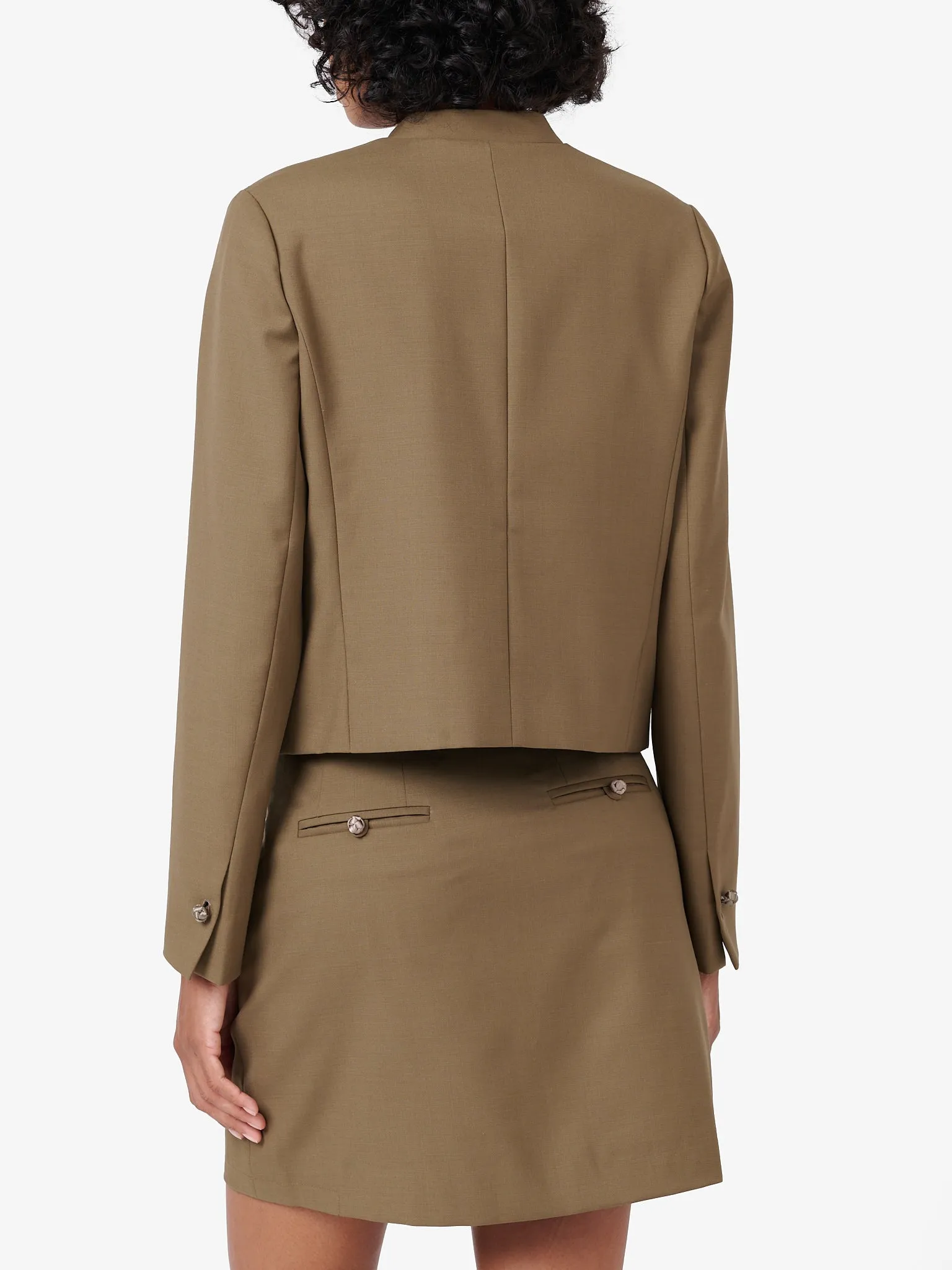 Crop Jacket in Camel Beige Wool Twill sold by Yali Milano product image thumbnail 5