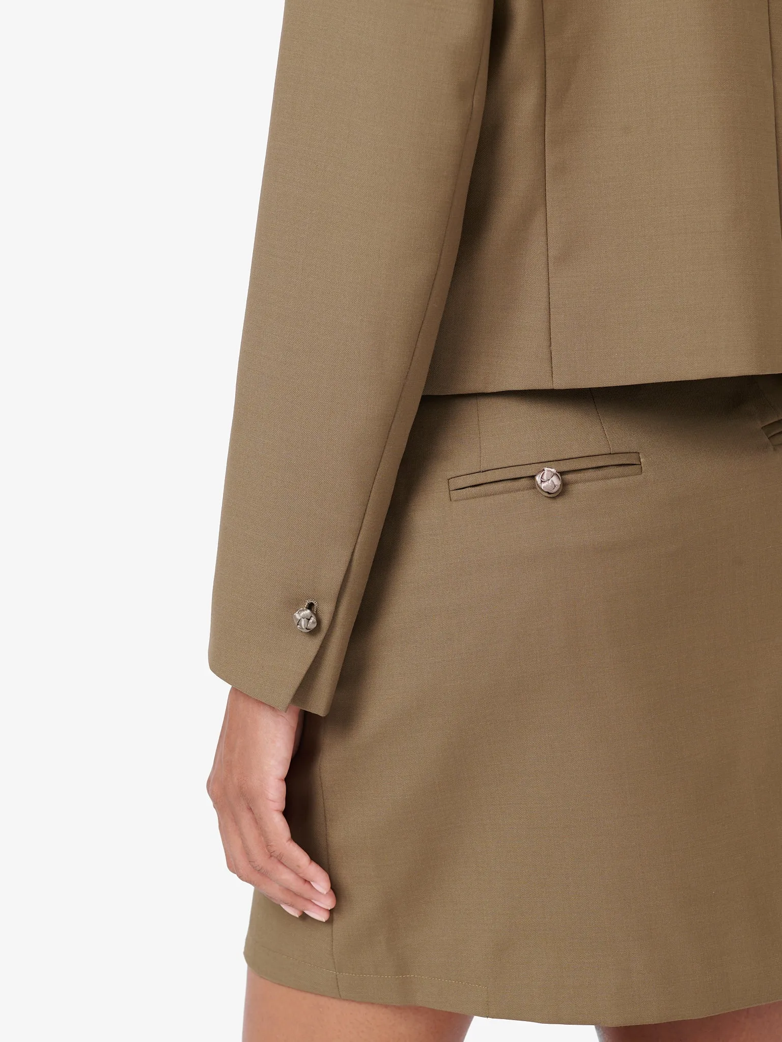 Crop Jacket in Camel Beige Wool Twill sold by Yali Milano product image thumbnail 4
