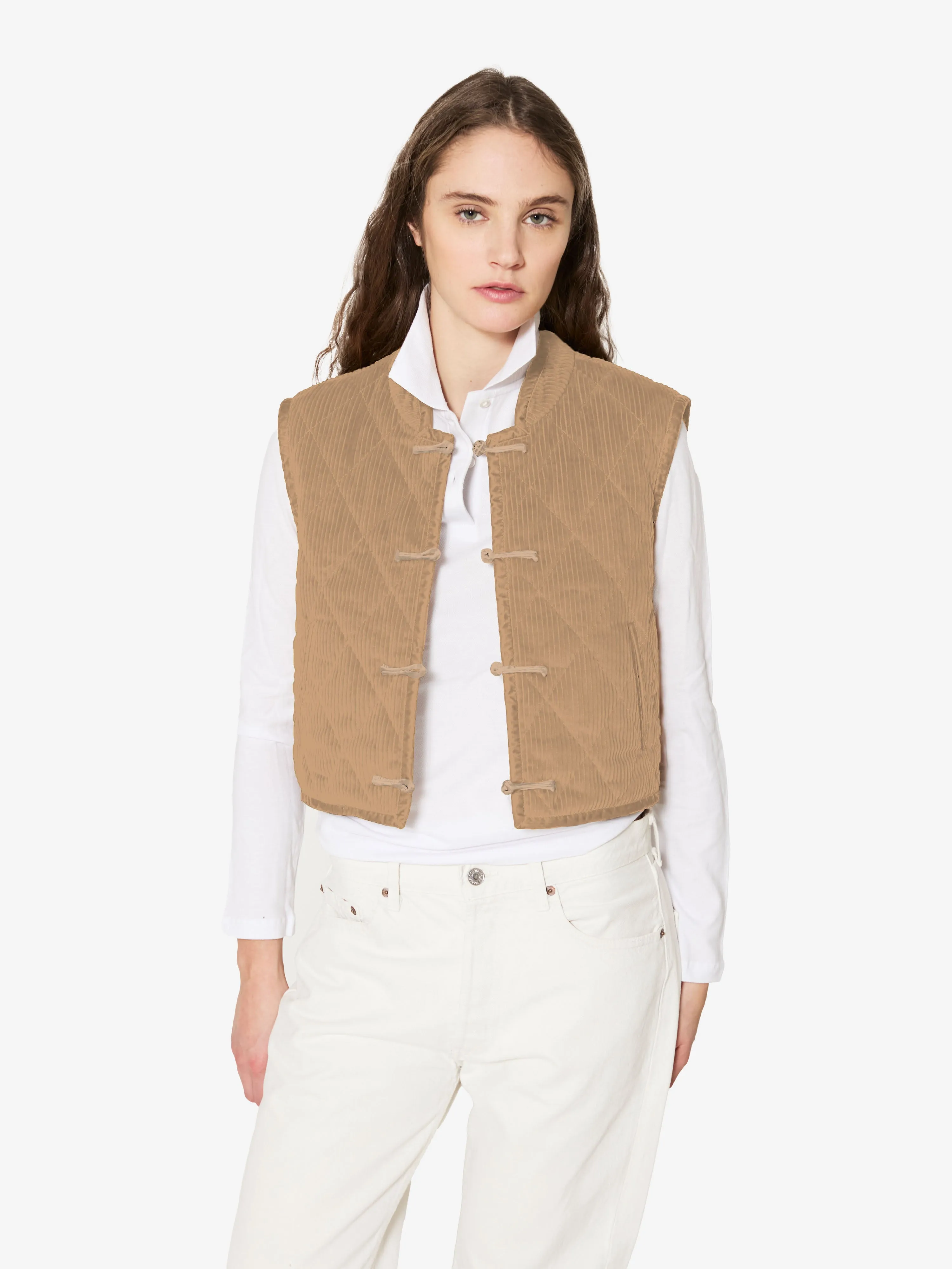 Mati Vest in Beige Corduroy sold by Yali Milano