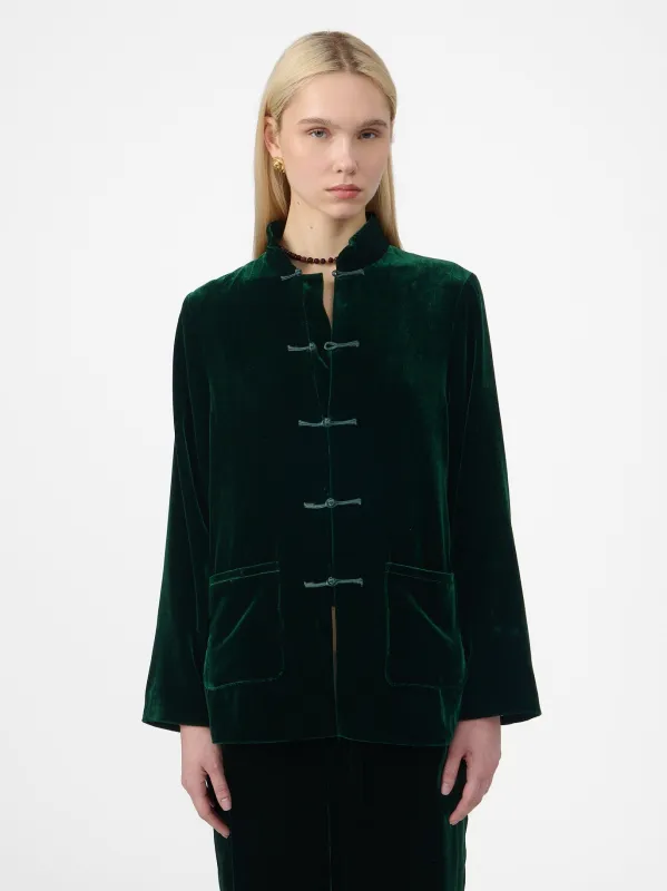 Maggio Blazer in Green Velvet made by Yali Milano