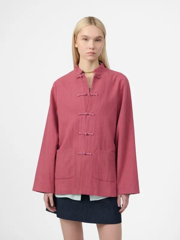 Maggio Blazer in Dusty Amaranth Linen made by Yali Milano