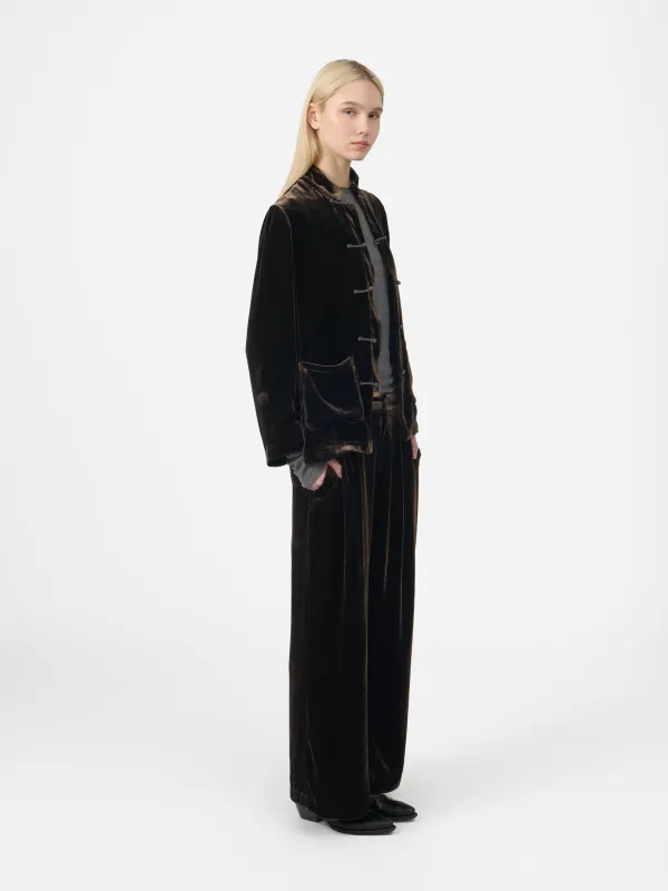 Leandra Pants in Cacao Velvet made by Yali Milano