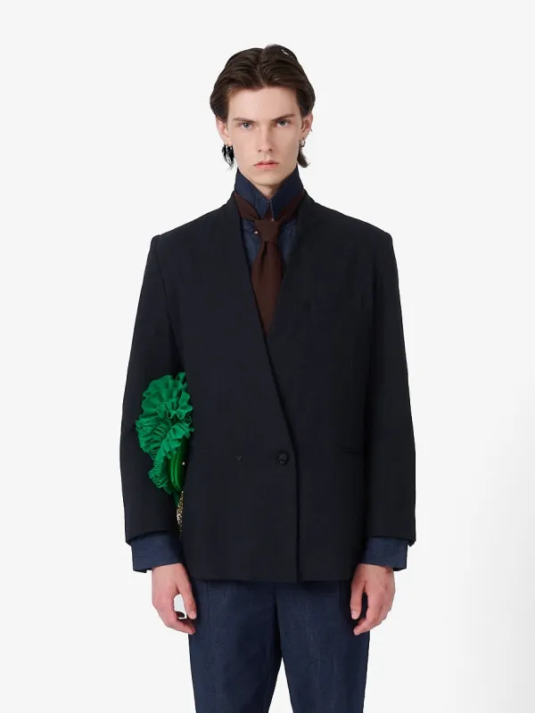 Airport Blazer in Charcoal Black Linen made by Yali Milano