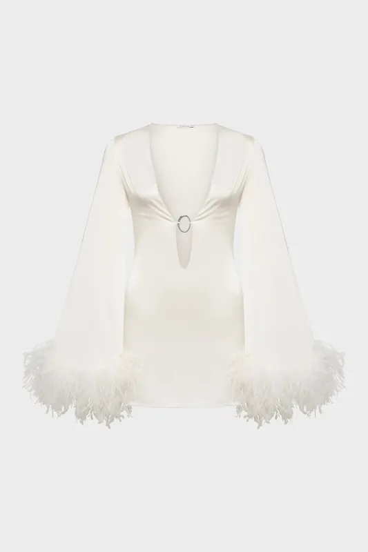 Bridal Satin Plumage Kaftan made by Oséree