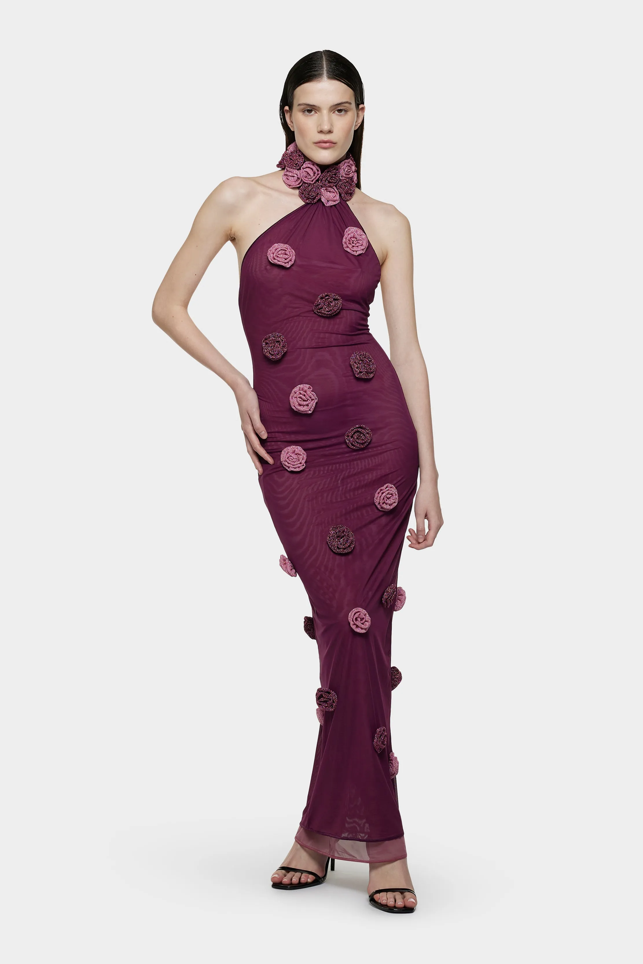 Double Mesh Rose Asymmetric Dress sold by Oséree product image thumbnail 3