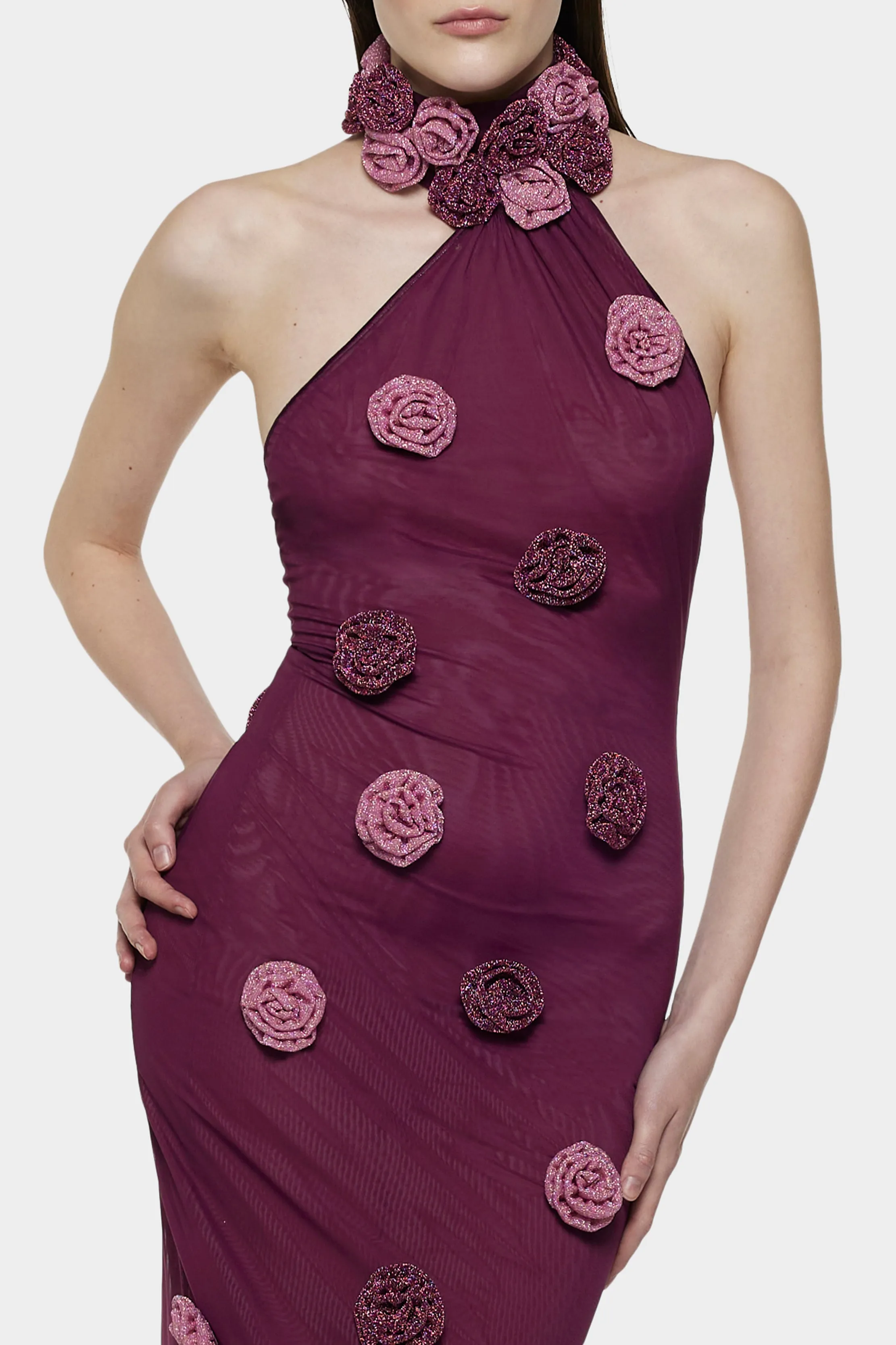 Double Mesh Rose Asymmetric Dress sold by Oséree product image thumbnail 2