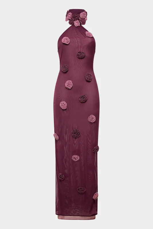 Double Mesh Rose Asymmetric Dress made by Oséree