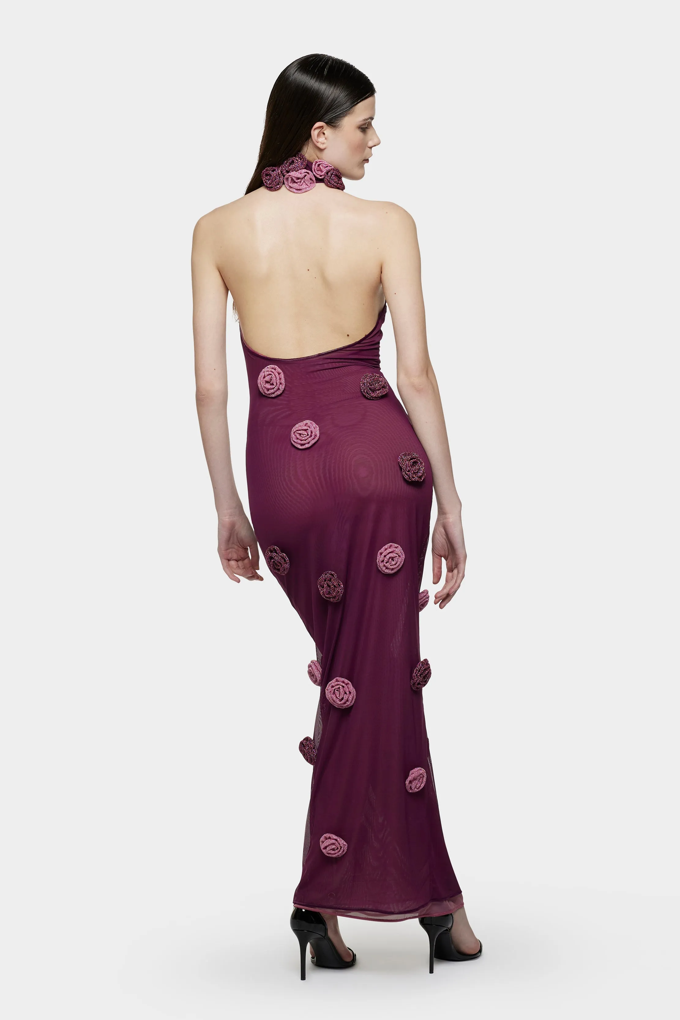 Double Mesh Rose Asymmetric Dress sold by Oséree product image thumbnail 4