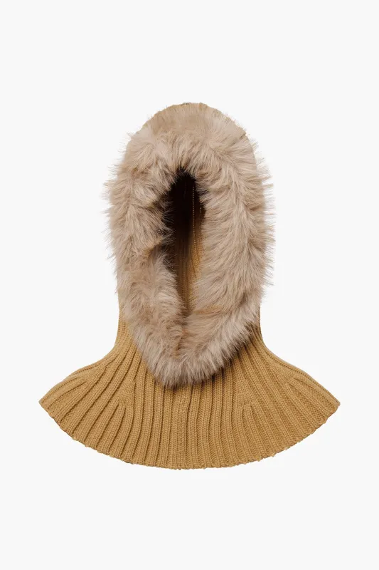 NAOMI hooded scarf FAUX BORDER made by Goldbergh