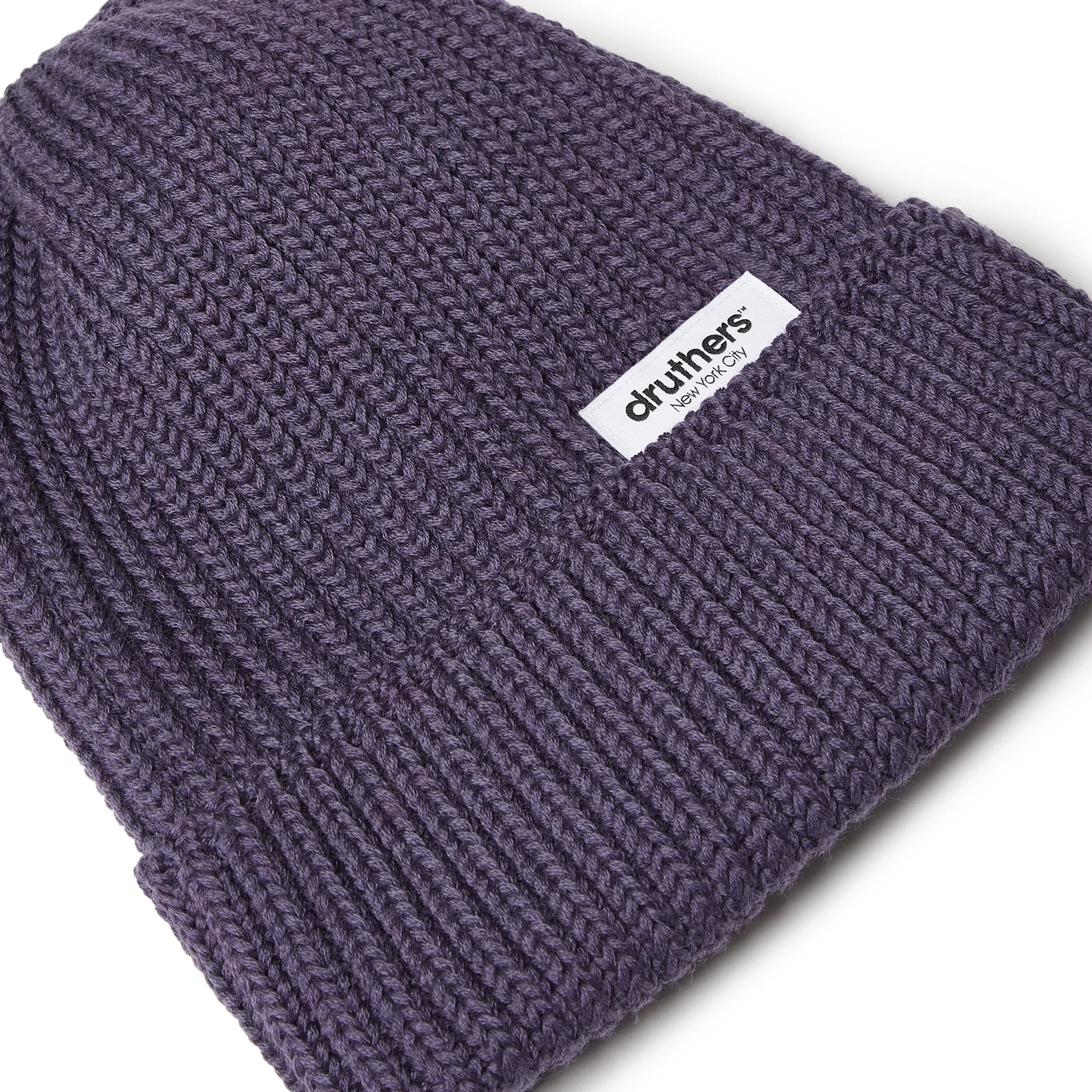 Merino Wool Big Knit Cardigan Beanie - Purple Heather sold by Druthers product image thumbnail 2