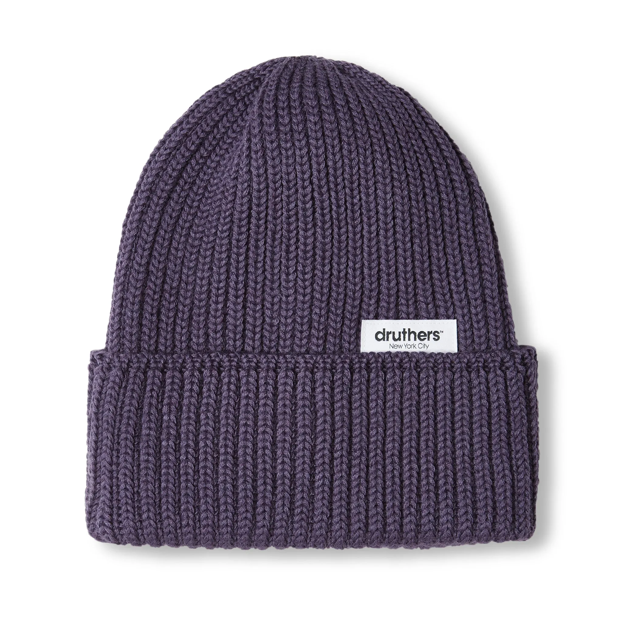 Merino Wool Big Knit Cardigan Beanie - Purple Heather sold by Druthers