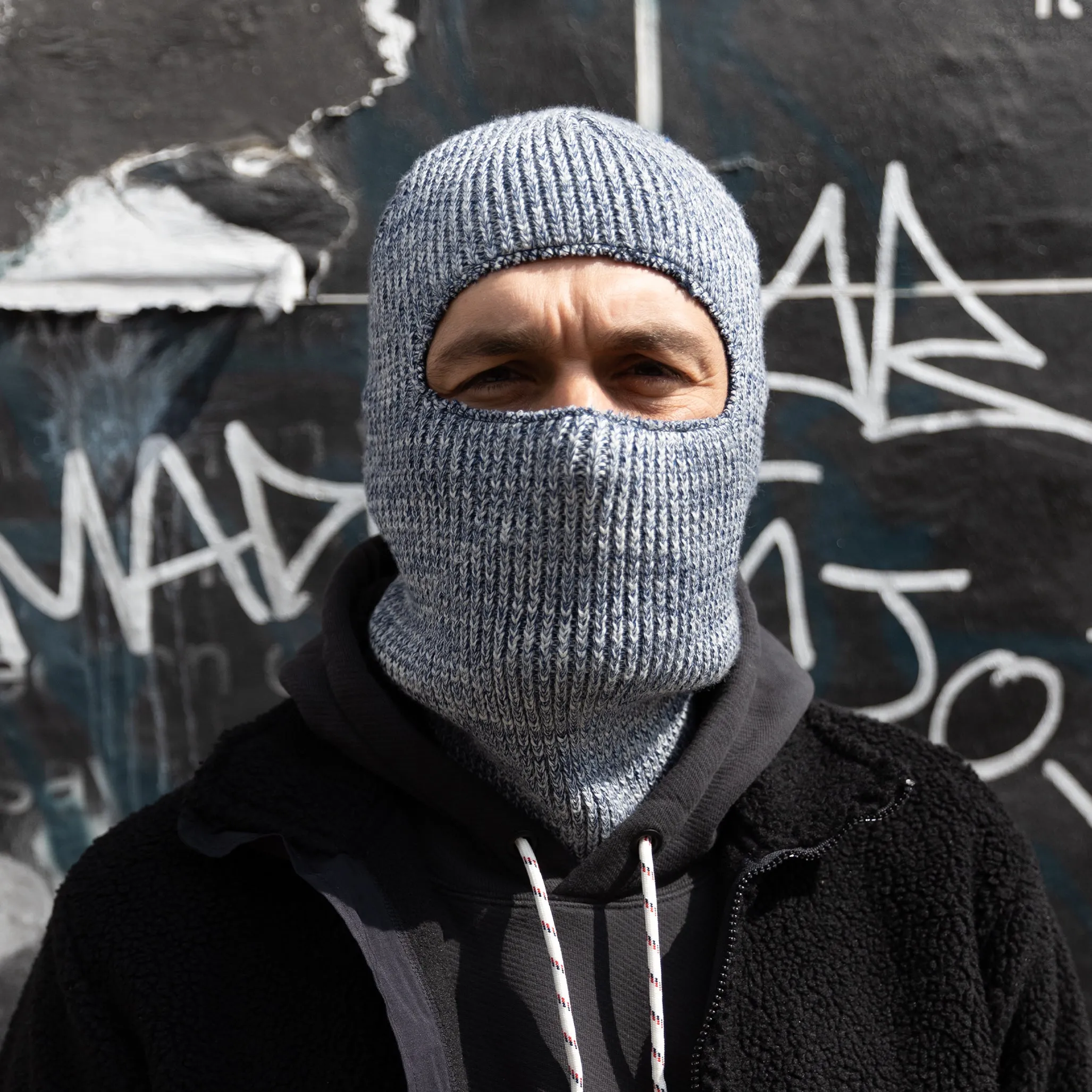 Merino Wool Big Knit Balaclava - Red Melange sold by Druthers product image thumbnail 4