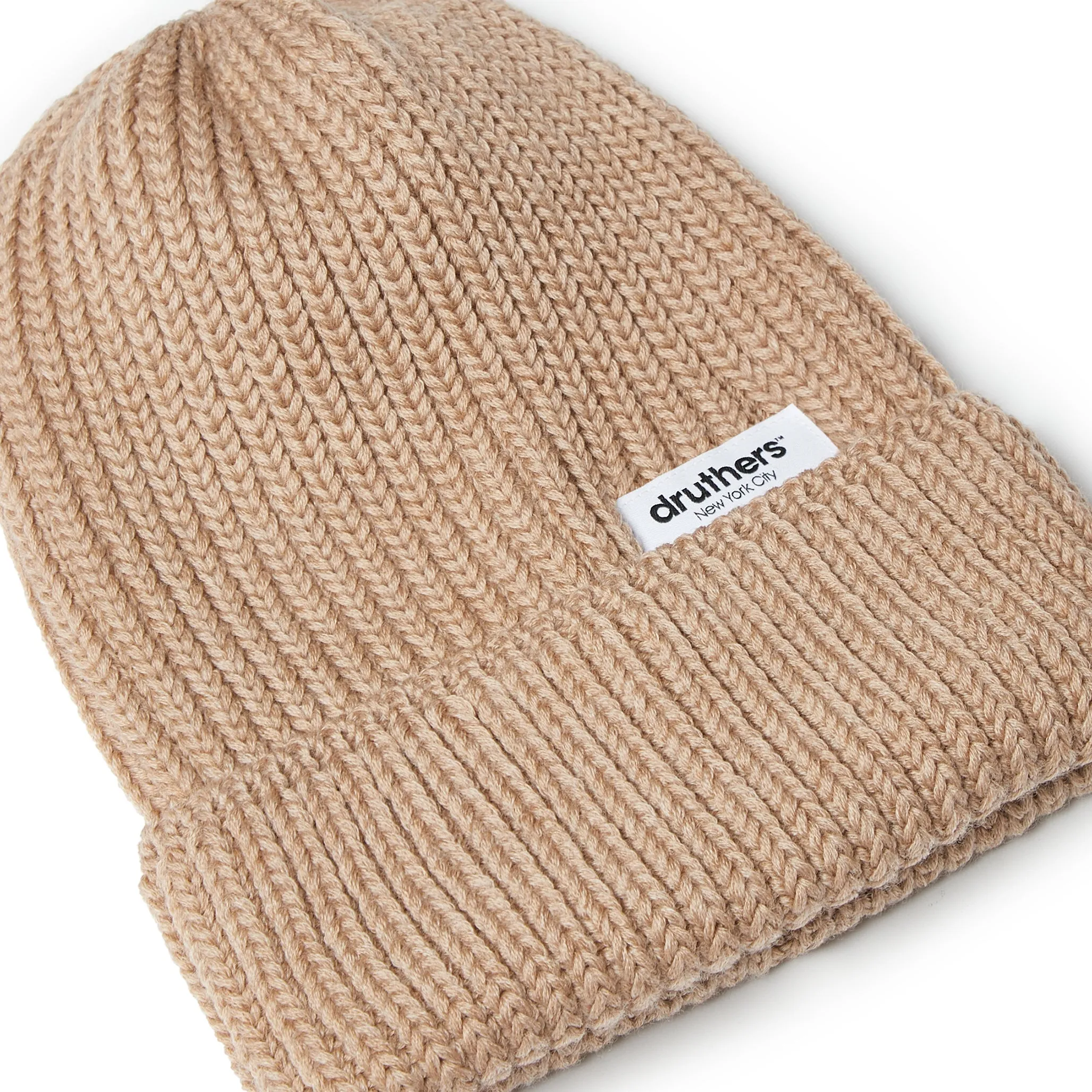 Merino Wool Big Knit Cardigan Beanie - Camel sold by Druthers product image thumbnail 2