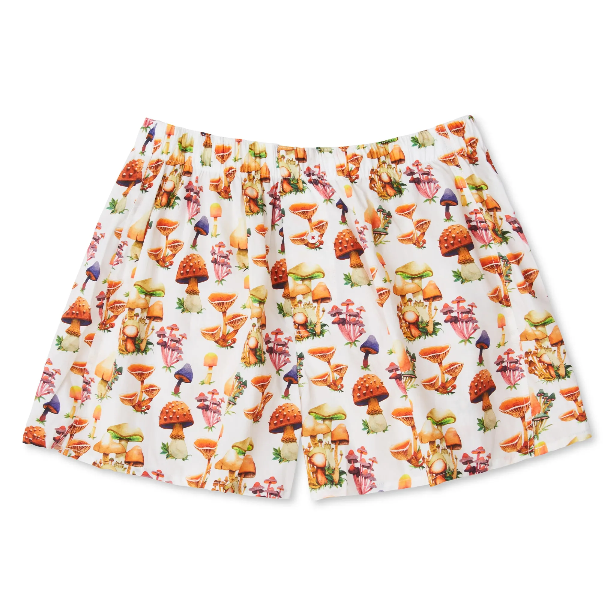 Organic Cotton Seb Gorey Watercolor Shrooms Boxer Short - White sold by Druthers