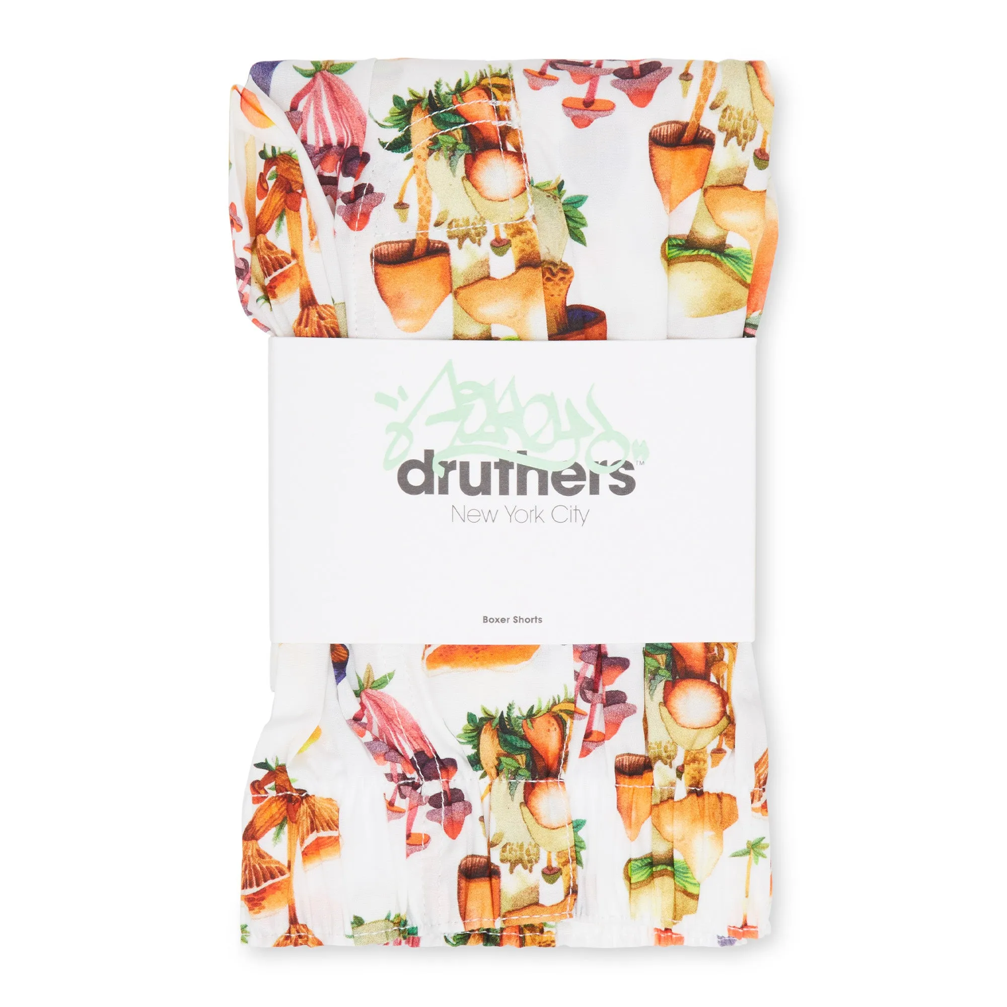 Organic Cotton Seb Gorey Watercolor Shrooms Boxer Short - White sold by Druthers product image thumbnail 3