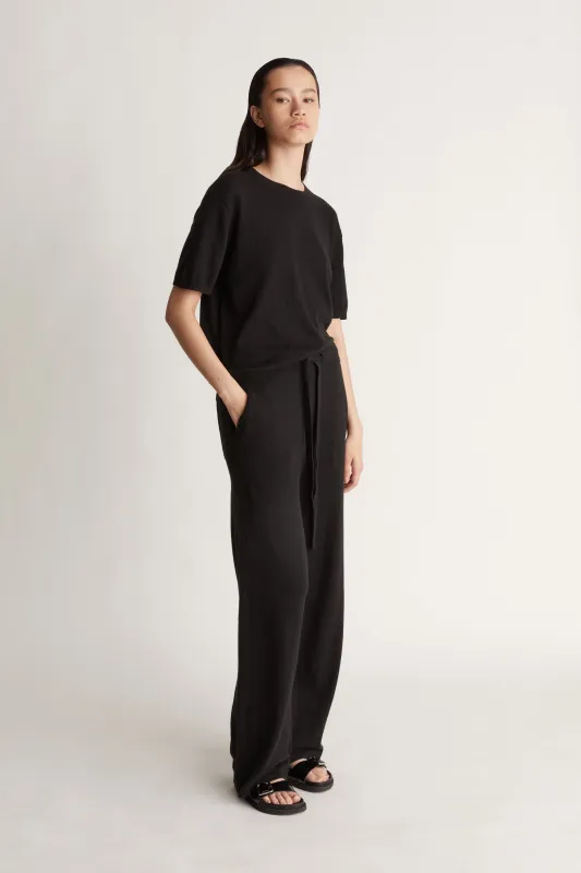 Cotton Cashmere Wide Leg Pant made by Lee Mathews