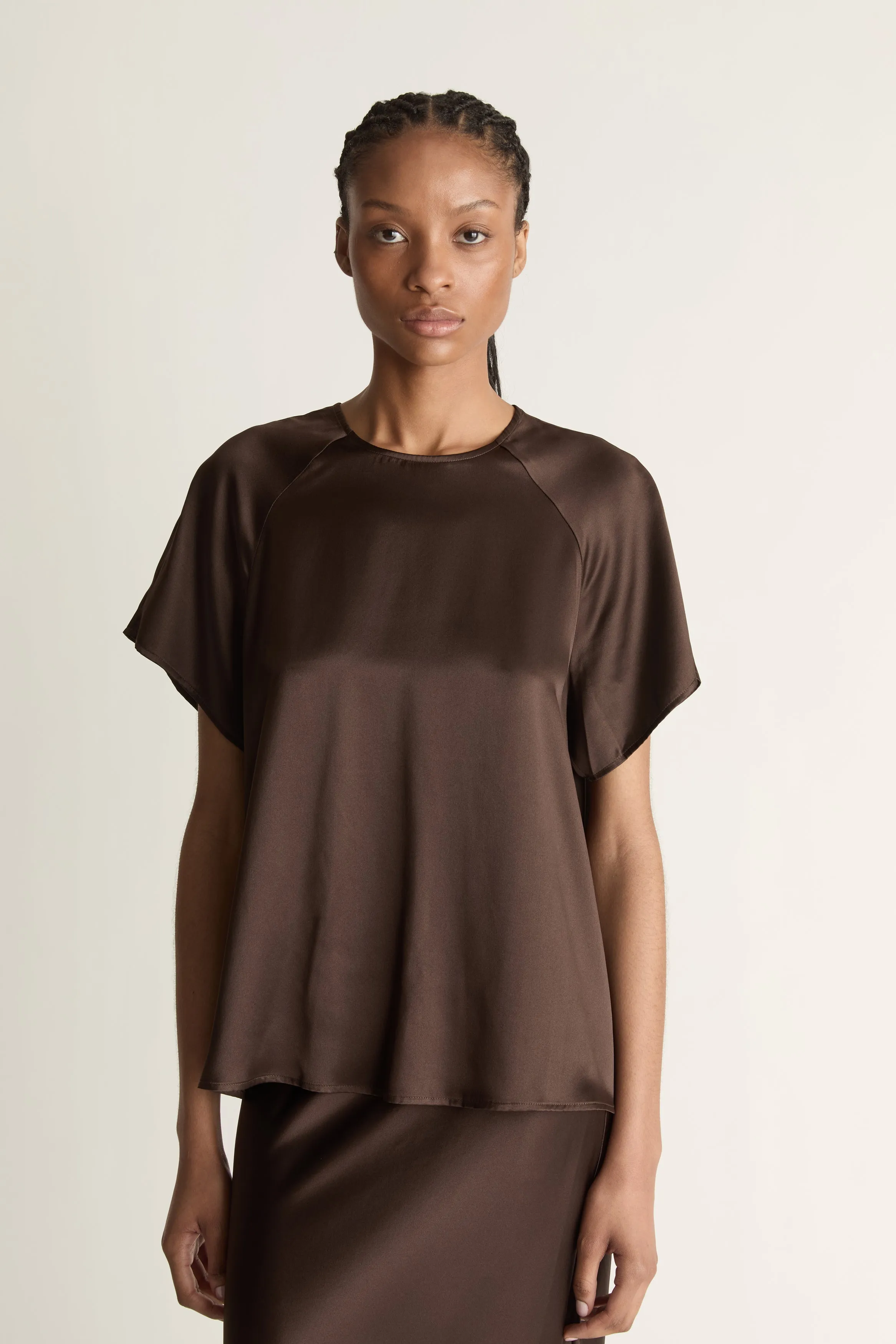 Stella Silk Satin Raglan Tee sold by Lee Mathews