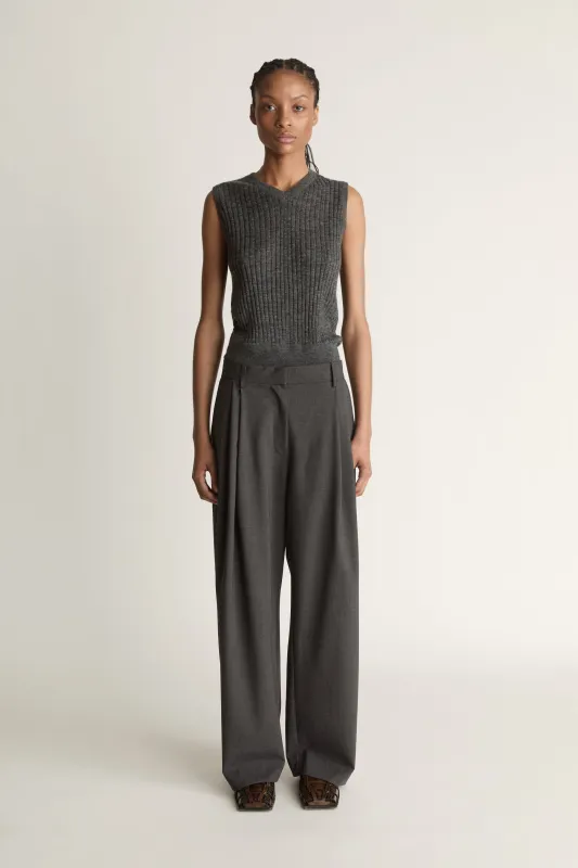 Myles Wool Satin Stripe Pant made by Lee Mathews