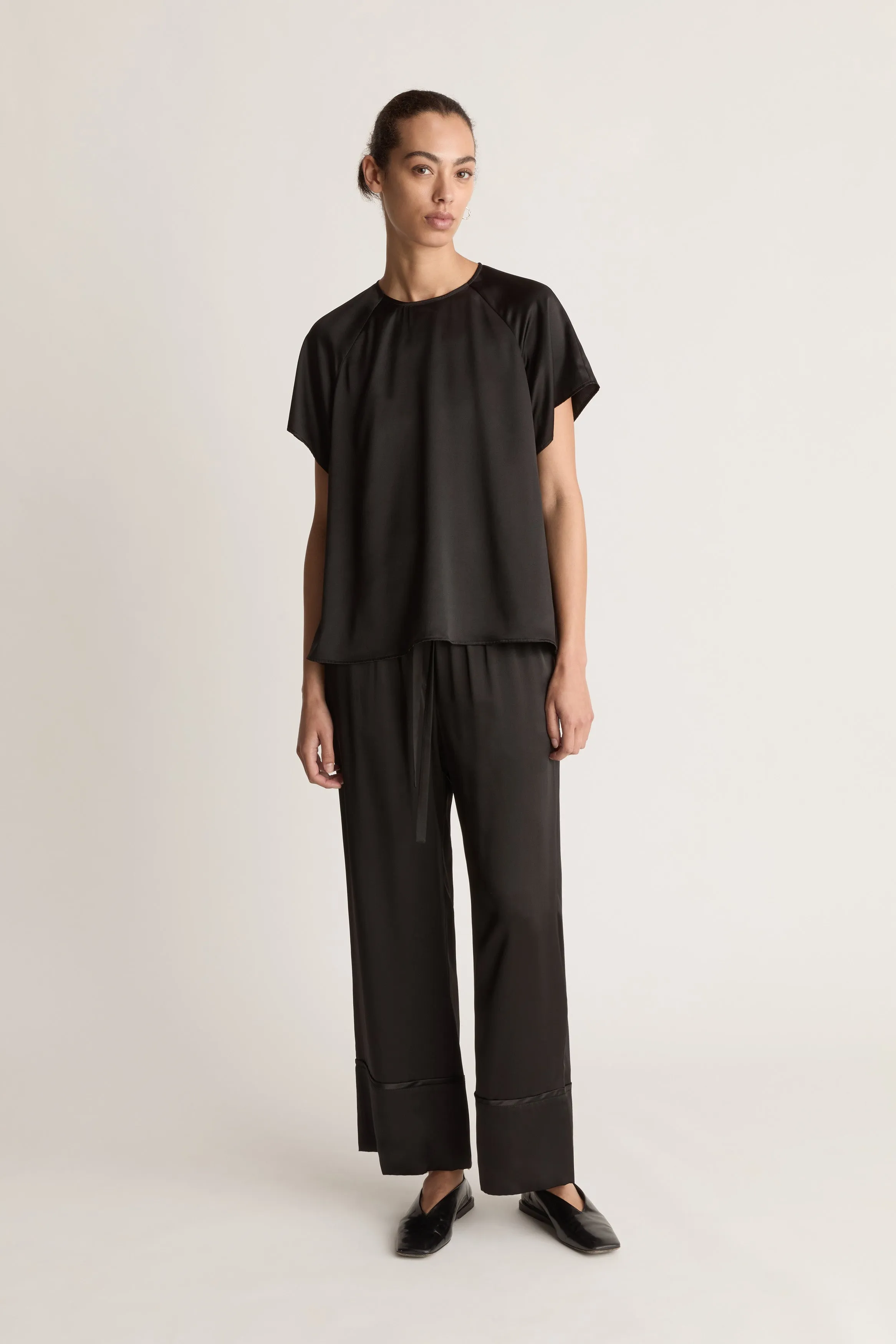 Stella Silk Satin Raglan Tee sold by Lee Mathews