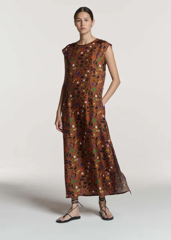 Turin Dress Surreal Silhouette Bronze Silk Twill made by ASCENO