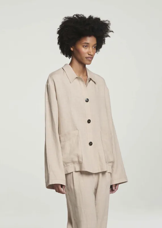 Valera Jacket Heathered Sand Linen made by ASCENO
