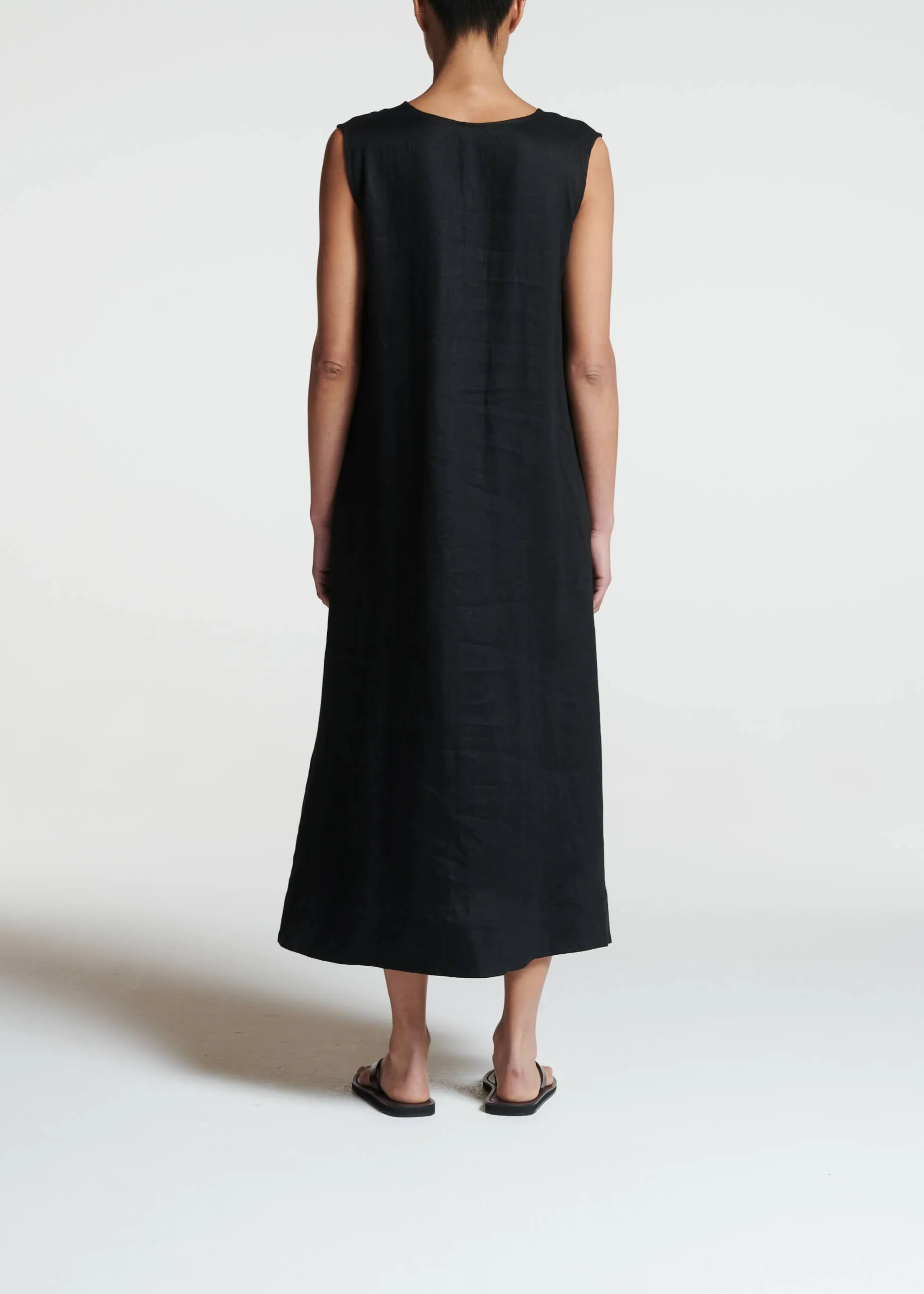 Nisha Black Heavy Linen Dress sold by ASCENO product image thumbnail 4