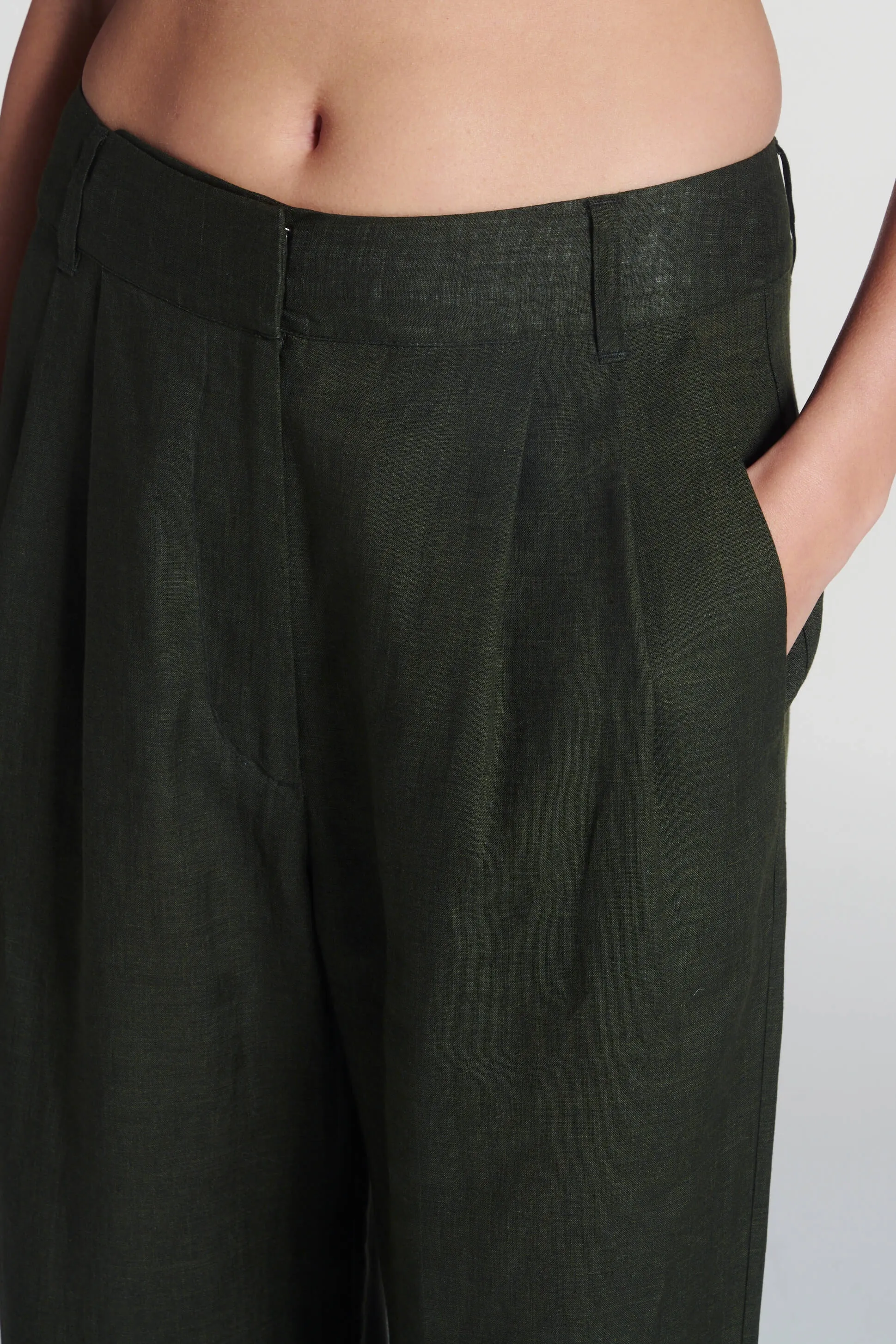 Rivello Trouser Sea Moss Green Linen sold by ASCENO product image thumbnail 4