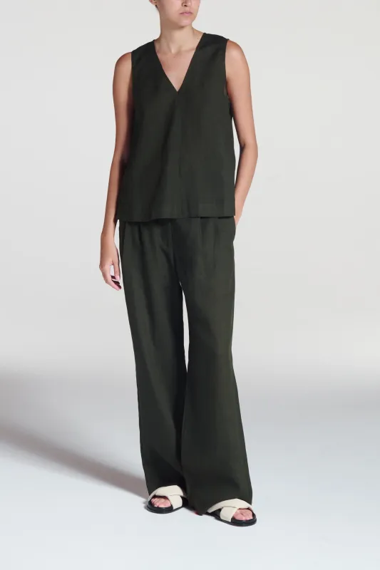 Rivello Trouser Sea Moss Green Linen made by ASCENO