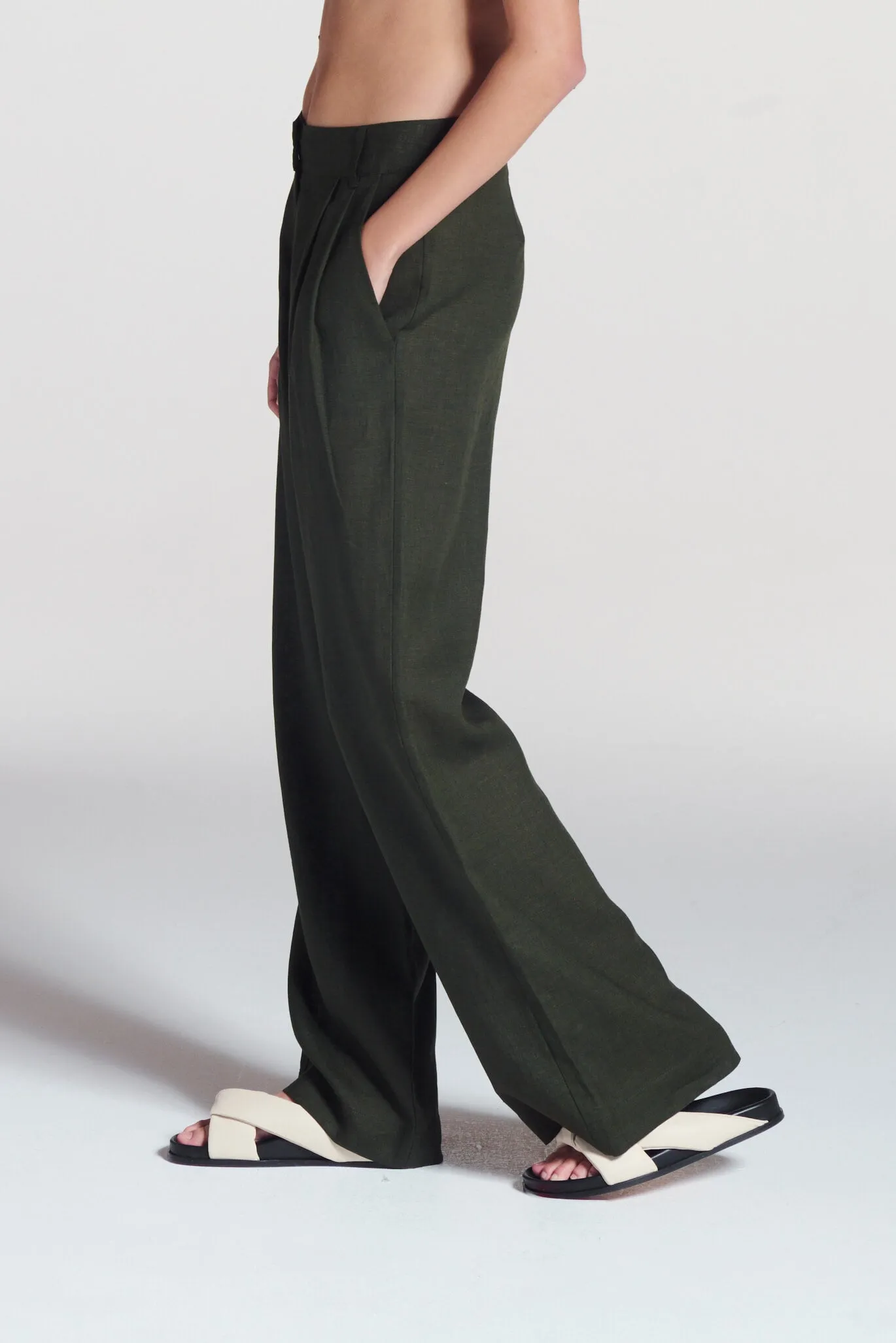 Rivello Trouser Sea Moss Green Linen sold by ASCENO product image thumbnail 5