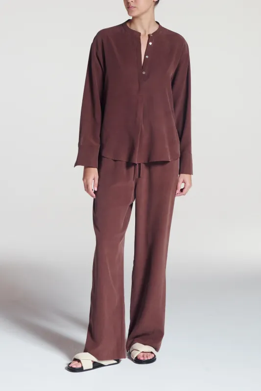 Aurelia Trouser Mahogany Silk Crepe made by ASCENO