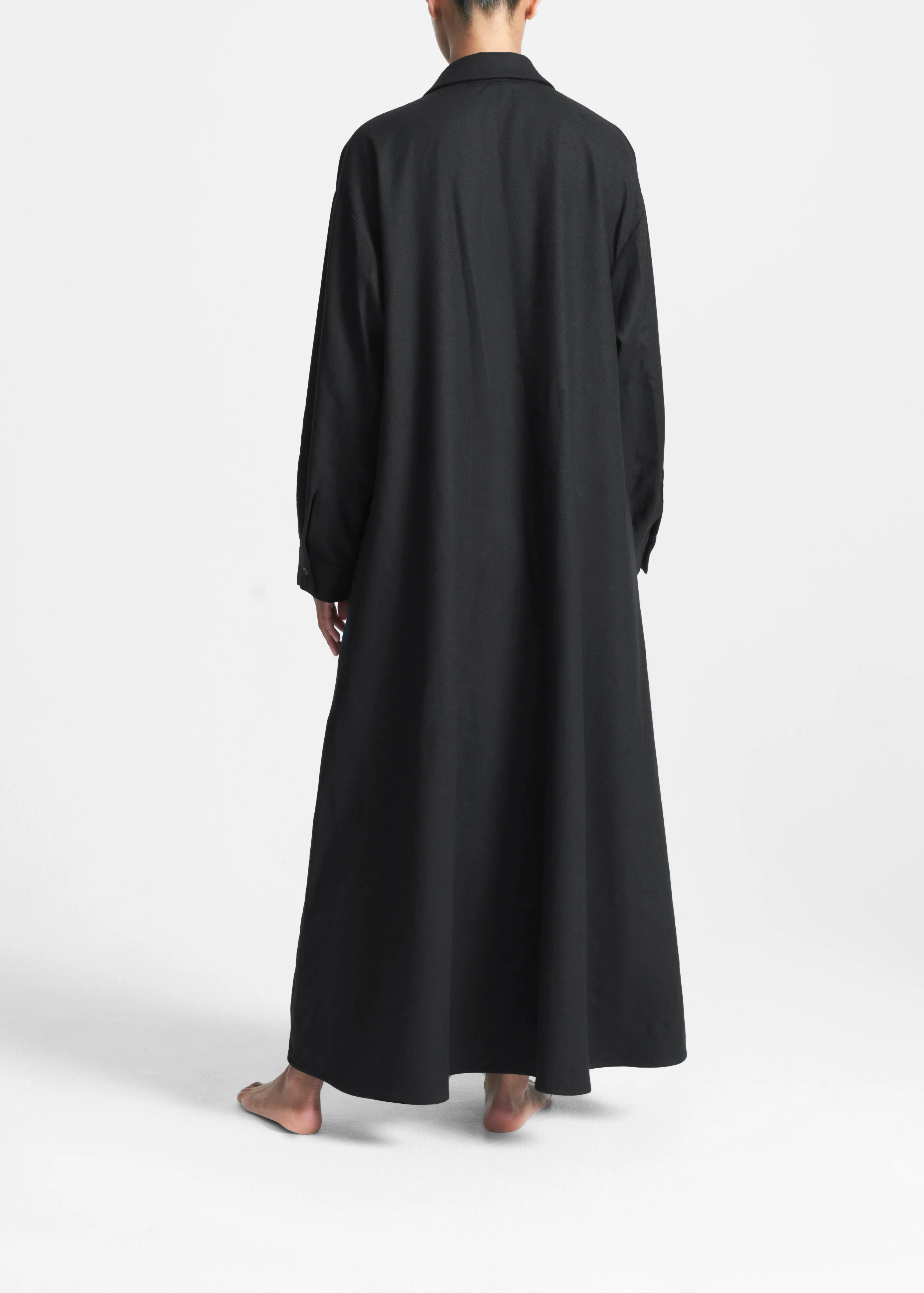 Lisbon Dress Black Wool Cashmere Flannel sold by ASCENO product image thumbnail 3