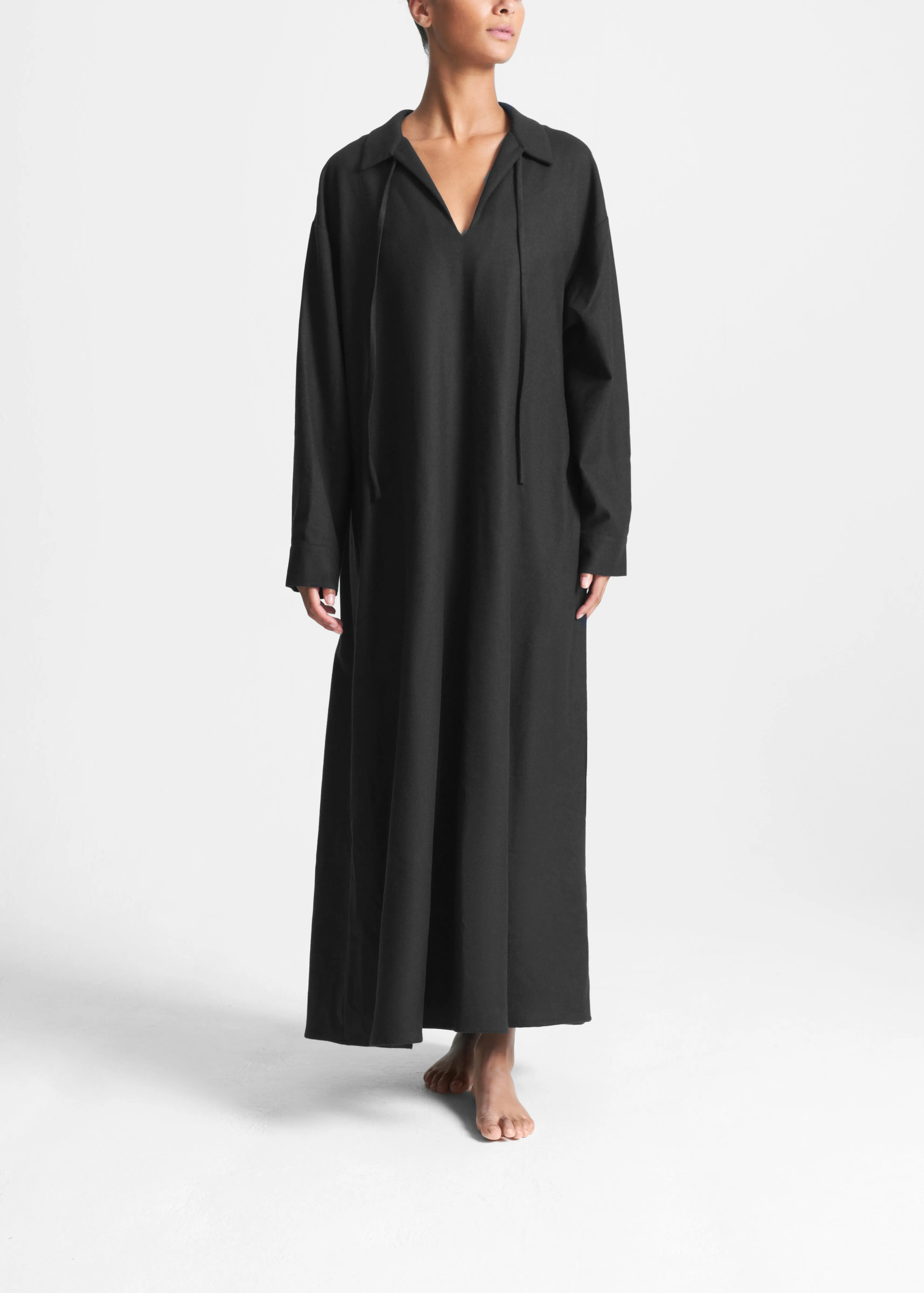 Lisbon Dress Black Wool Cashmere Flannel sold by ASCENO product image thumbnail 2