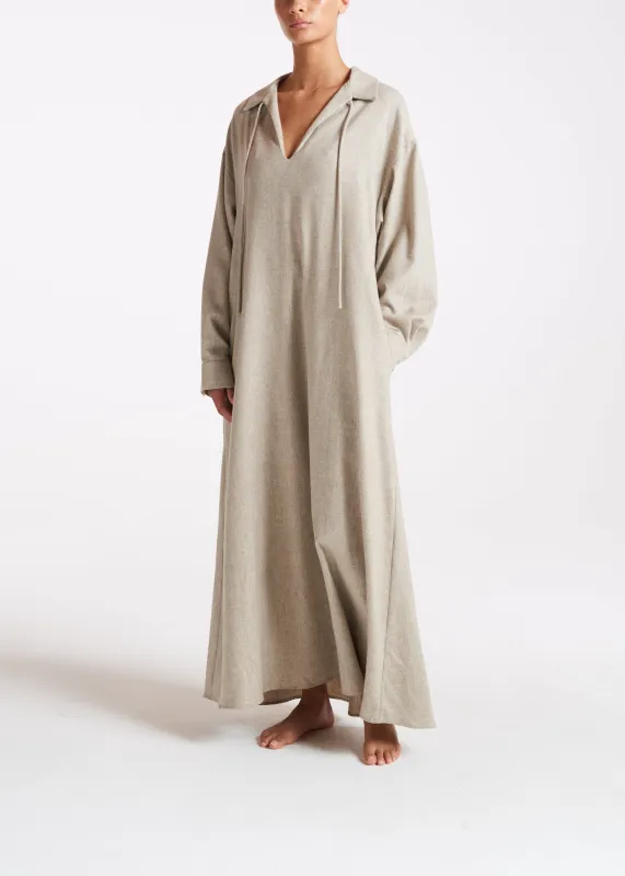 Lisbon Dress Oat Wool Cashmere Flannel made by ASCENO